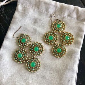 Stella & Dot green and gold fashion earrings